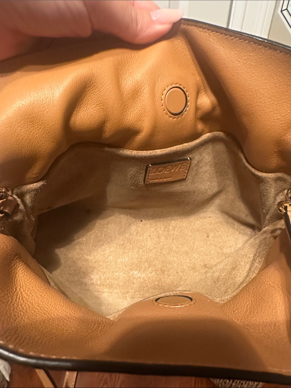 Loewe mini Flamenco Shoulder & clutch Bag in Tan - Picture 3 of 5
